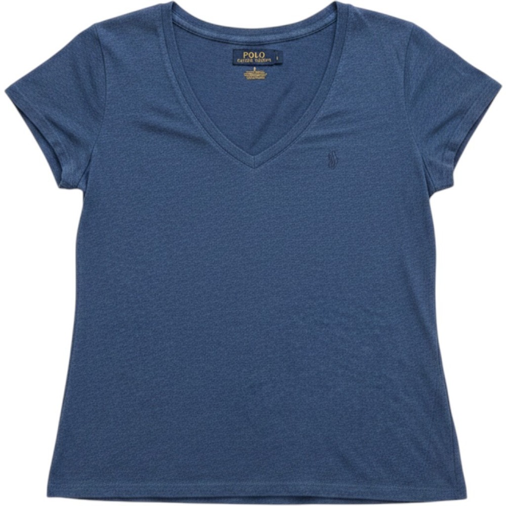 Polo Ralph Lauren Blue V-Neck Short Sleeve Cotton T-Shirt XS Preppy Old Money